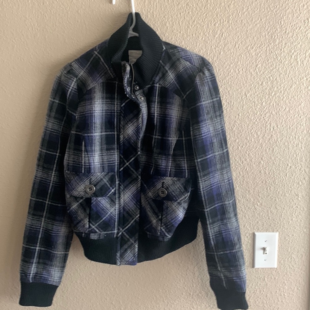Aeropostale Plaid Zippered Bomber Coat XL